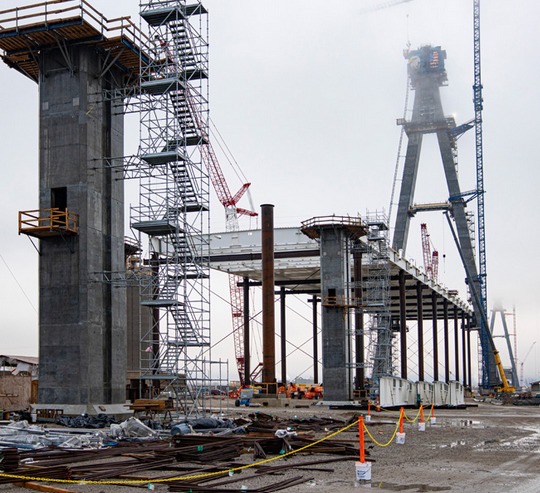 Concrete mixer on construction site